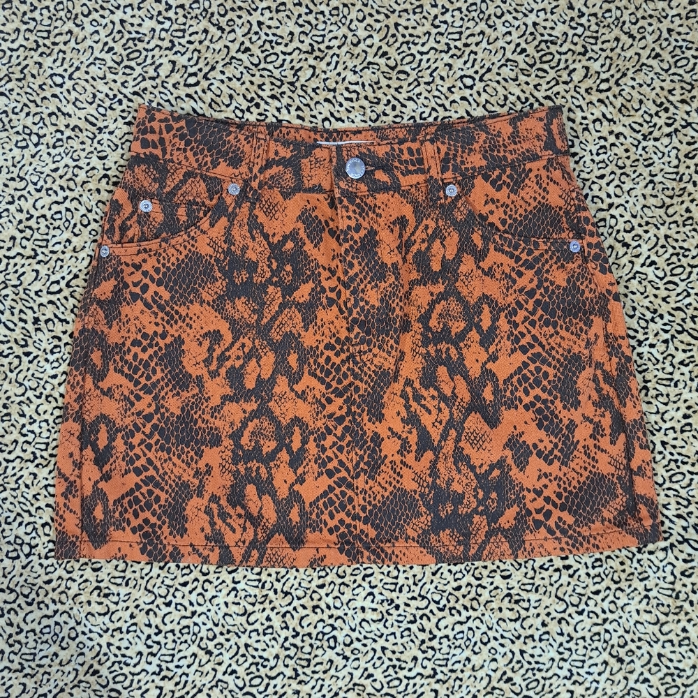 🌈SNAKE PRINT DENIM SKIRT-4